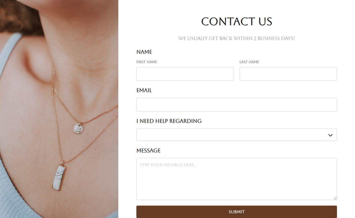 Jewellery Store Contact Form