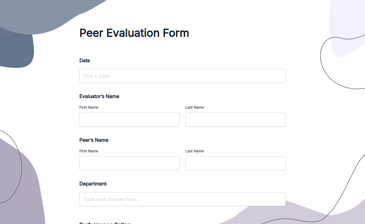 Peer Evaluation Form