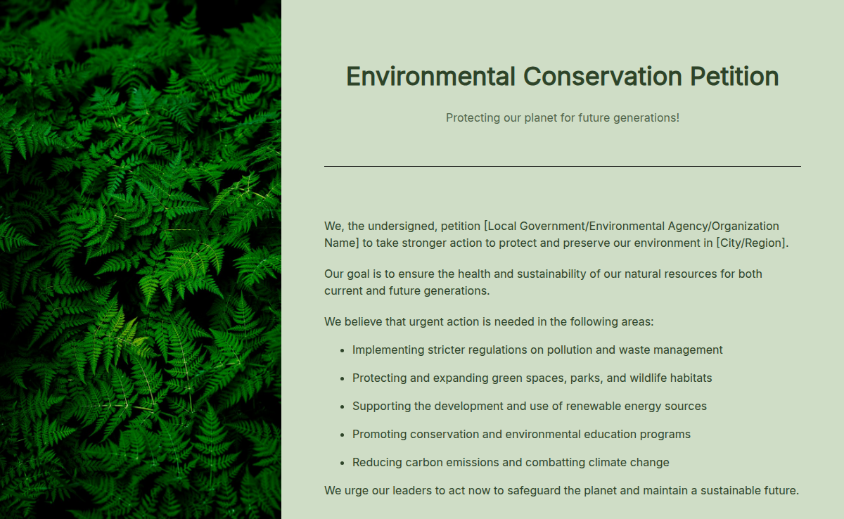 Environmental Conservation Petition