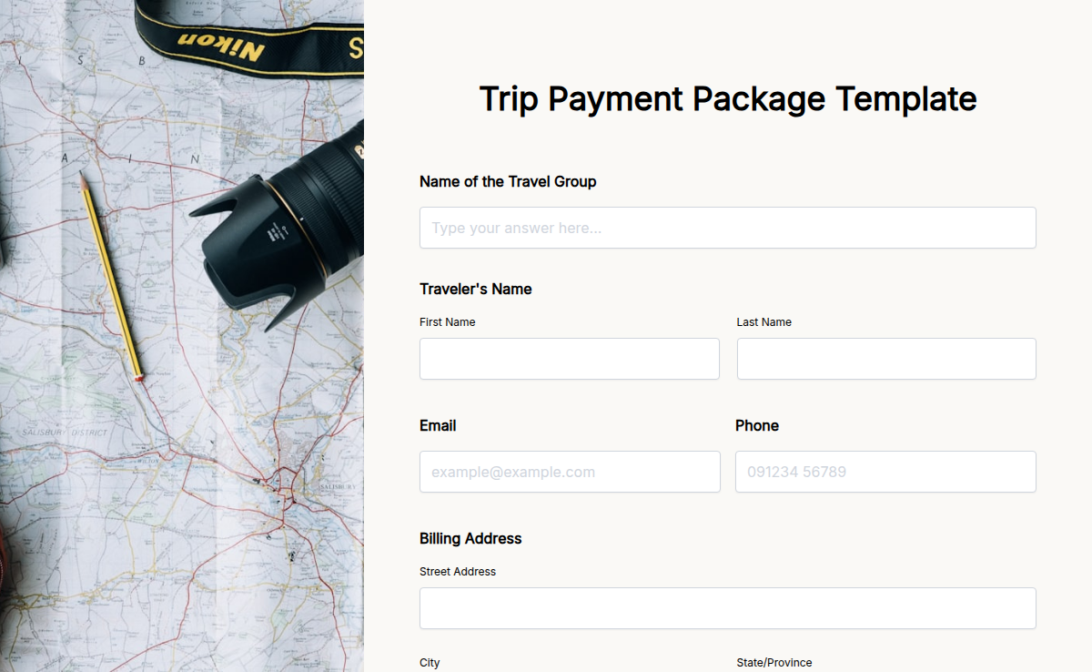 Trip Payment Package Template