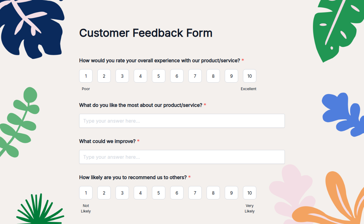 Customer Feedback Form