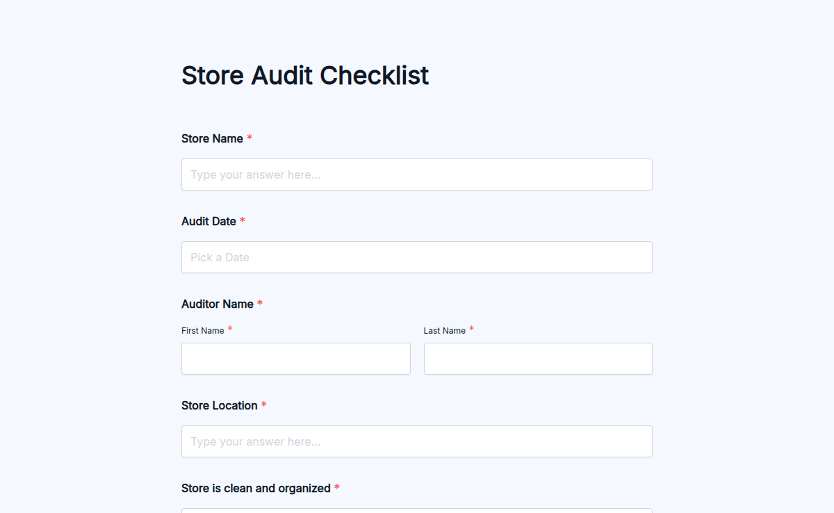 Store Audit Form