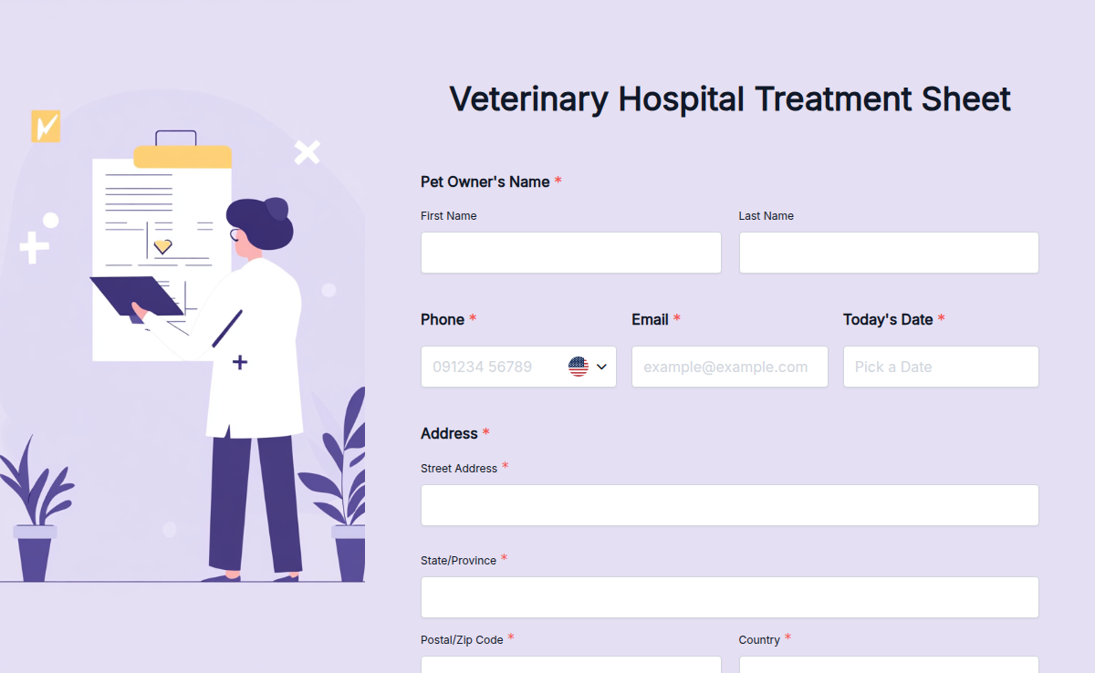 Veterinary Hospital Treatment Sheet Template