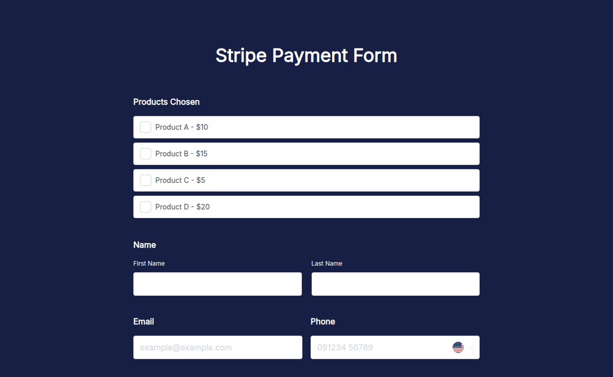 Stripe Payment Form