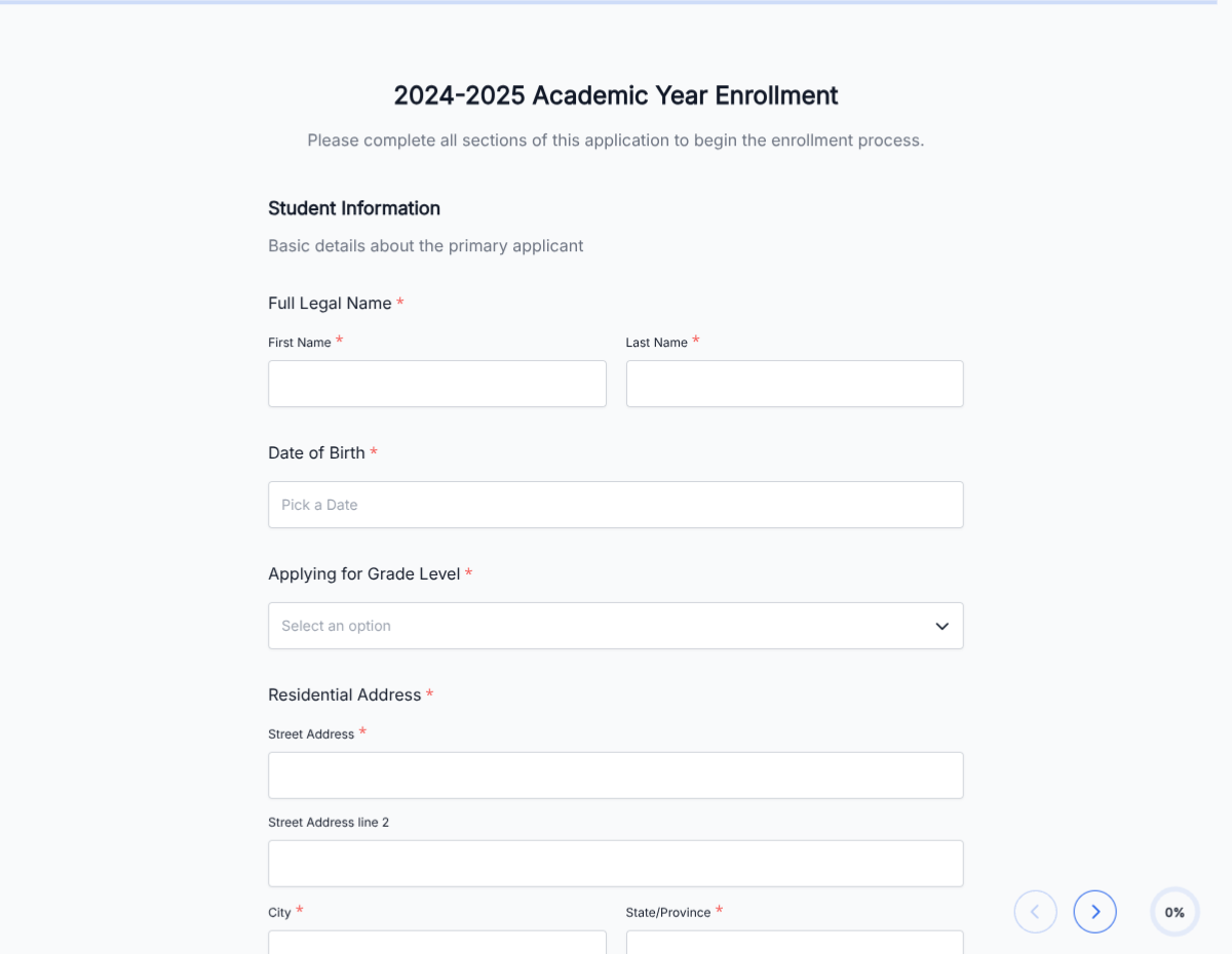 Official Student Enrollment Form