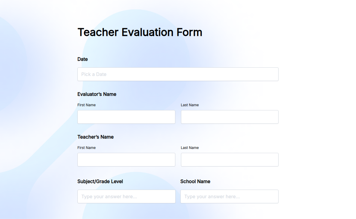 Teacher Evaluation Form