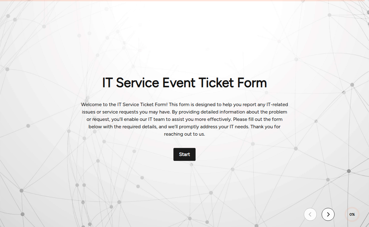 IT Service Event Ticket Form