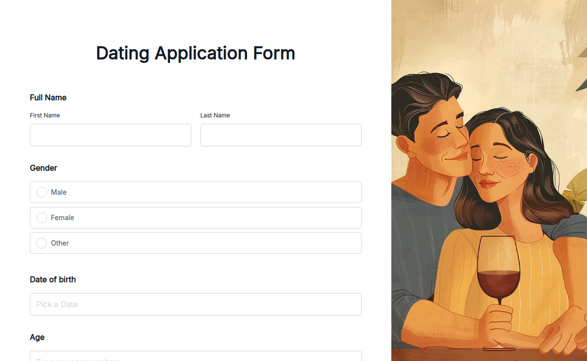 Dating Application Form Template