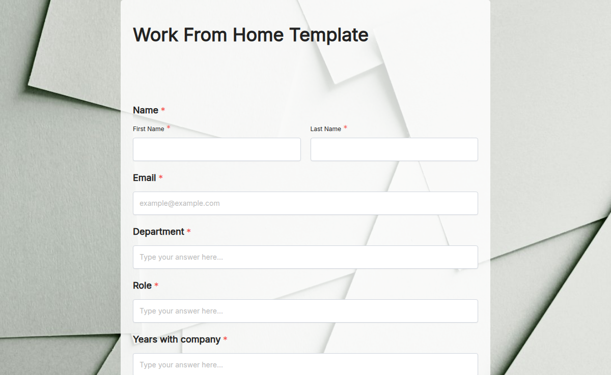 Work From Home Template
