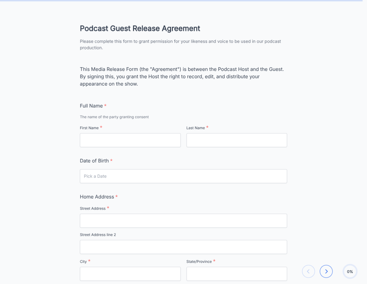 Podcast Guest Media & Release Form