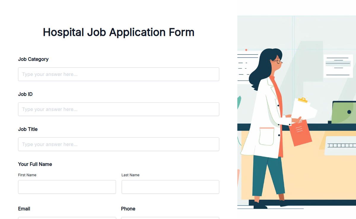 Hospital Job Application Form Template