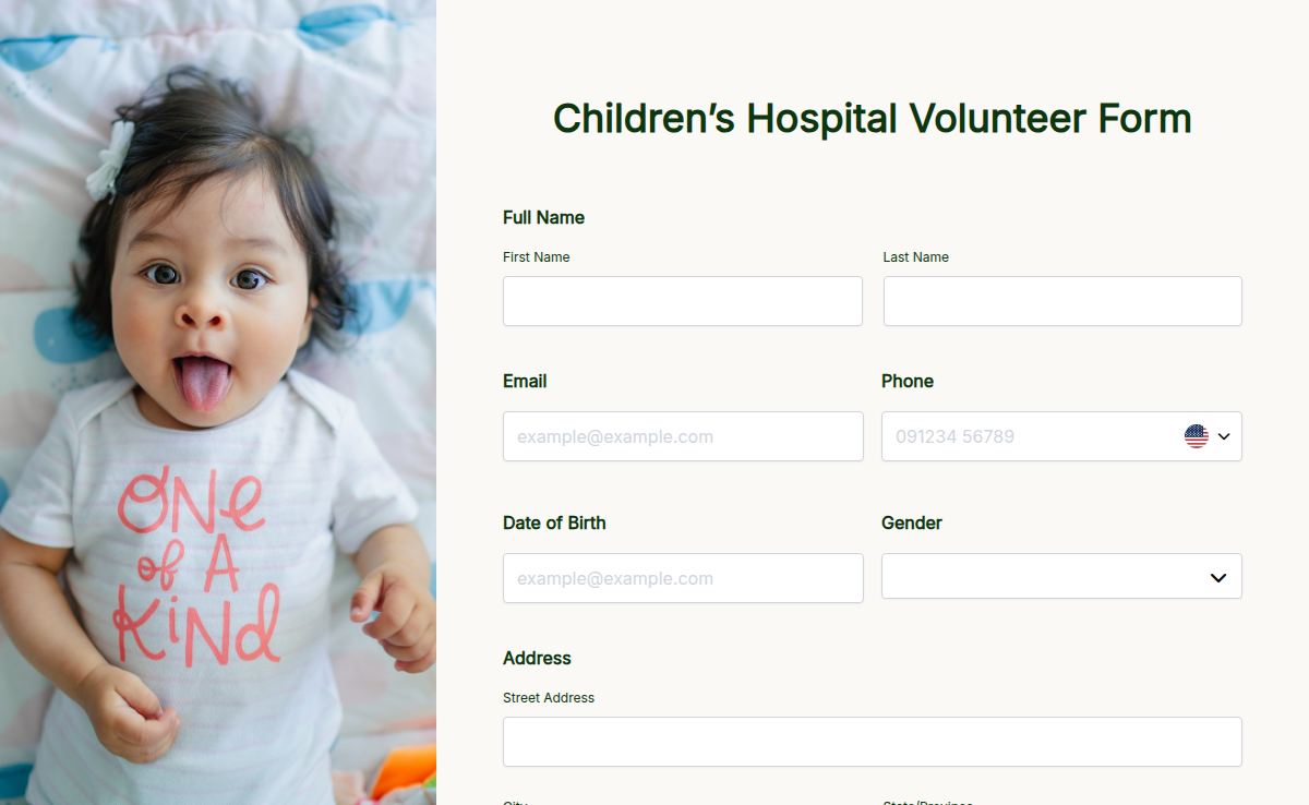 Children’s Hospital Volunteer Form