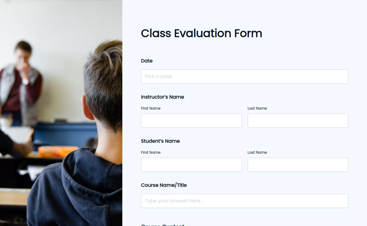 Class Evaluation Form