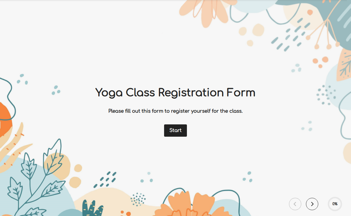 Yoga Class Registration Form