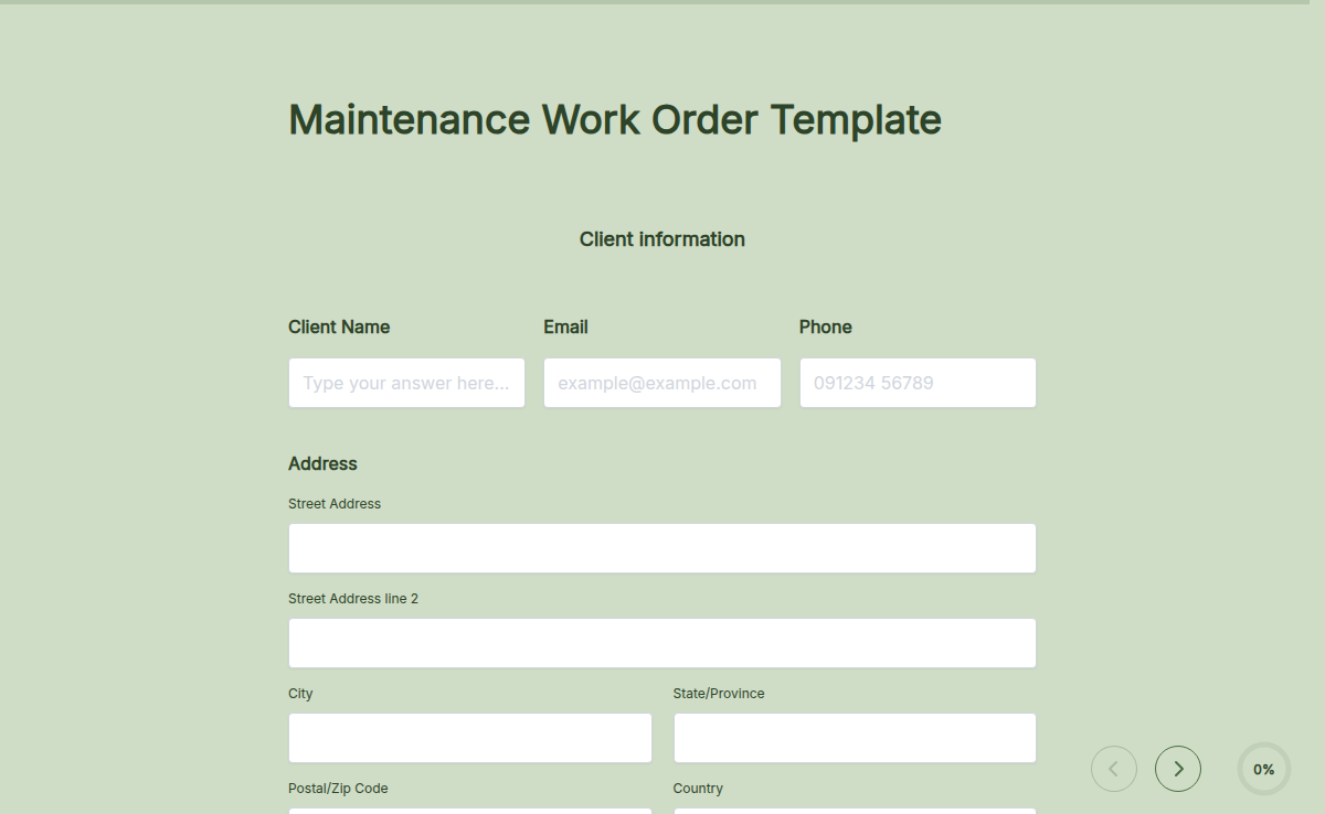 Maintenance Work Order Template