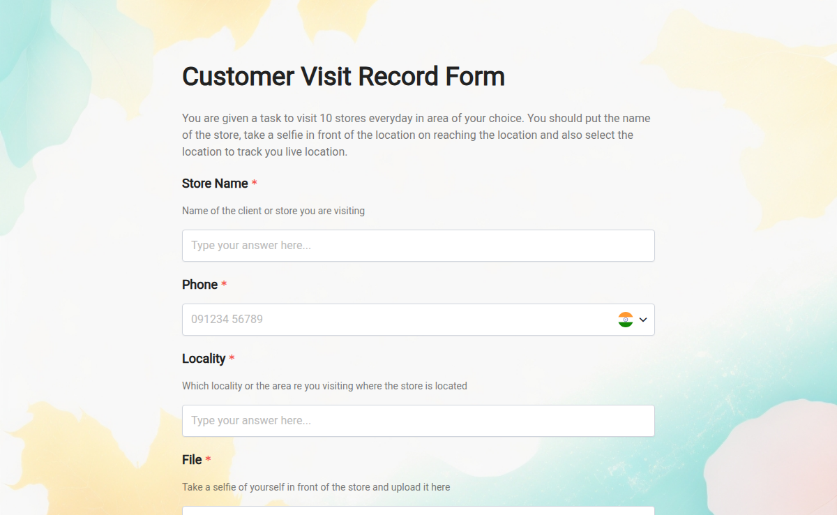 Customer Visit Record Form Template