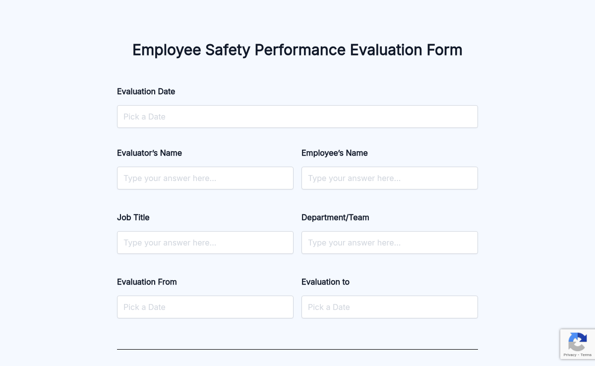 Employee Safety Performance Evaluation Form