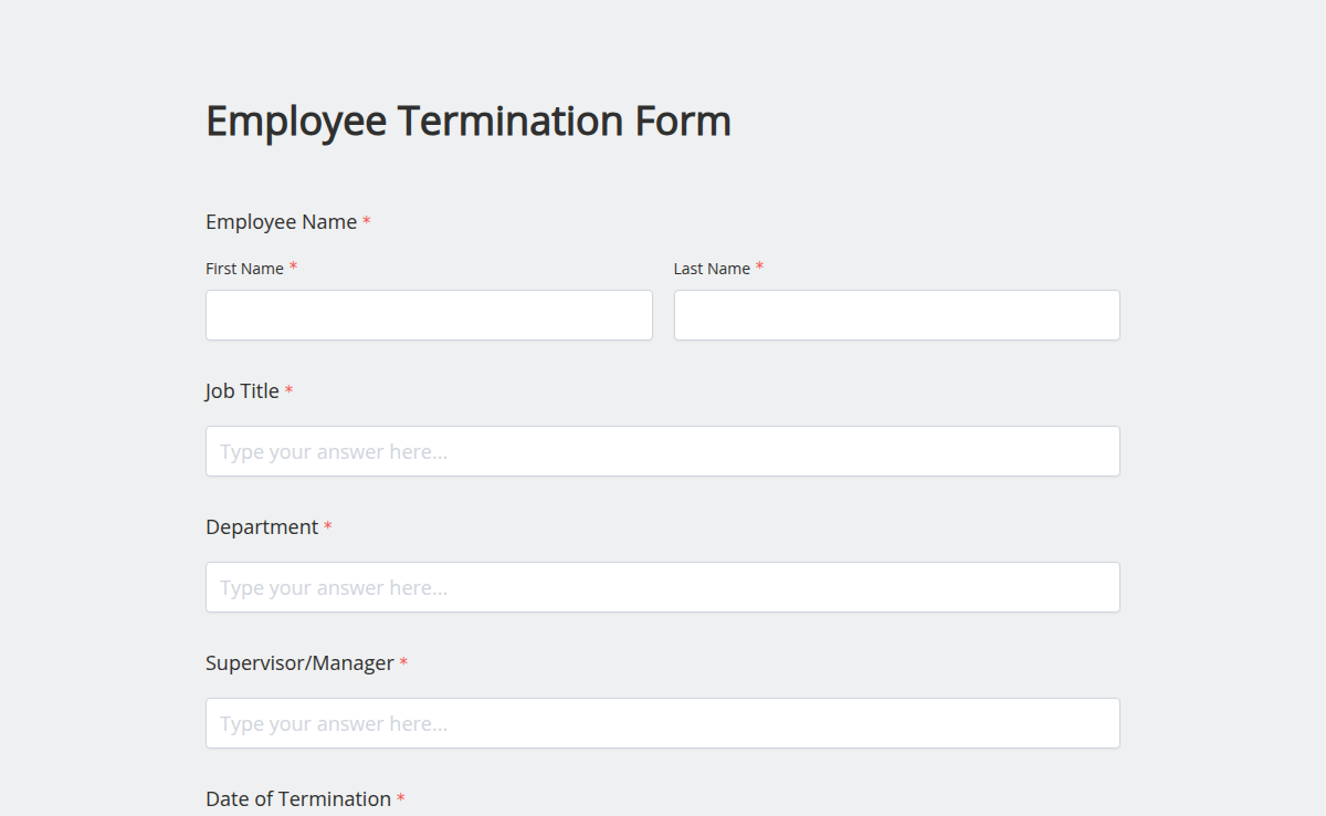 Employee Termination Form