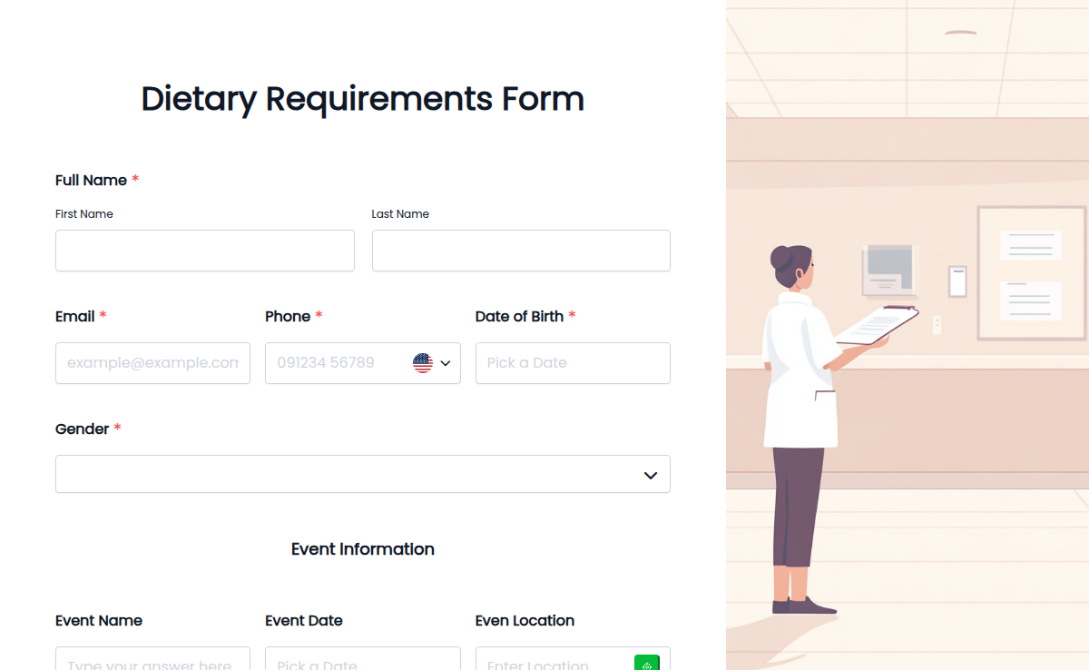 Dietary Requirements Form Template