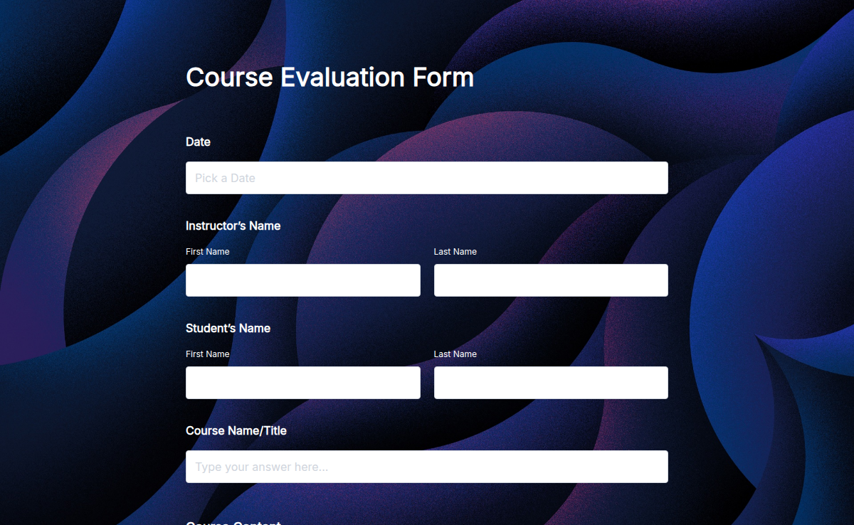 Course Evaluation Form