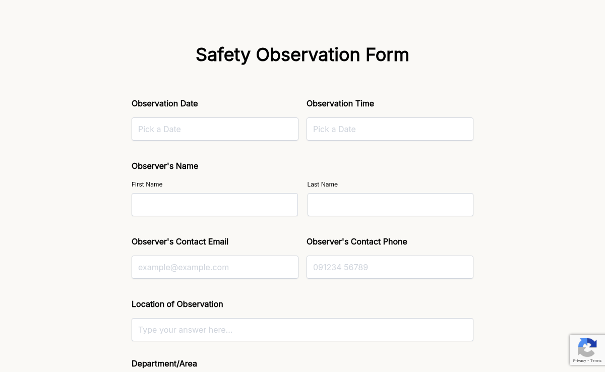 Safety Observation Form
