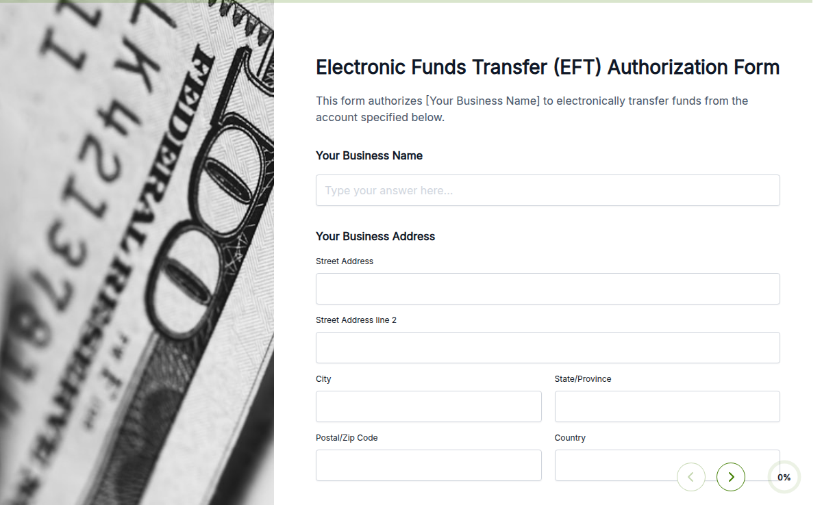 Electronic Funds Transfer (EFT) Authorization Form