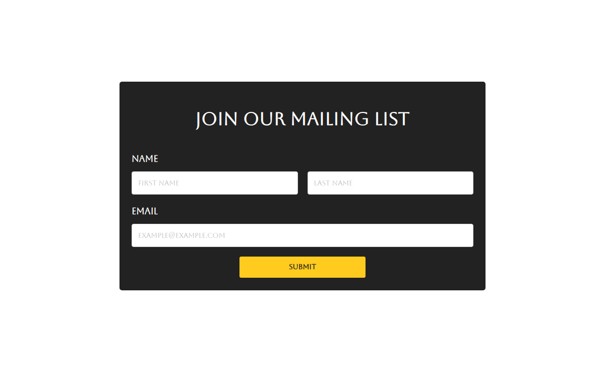 Mailing List Contact Form