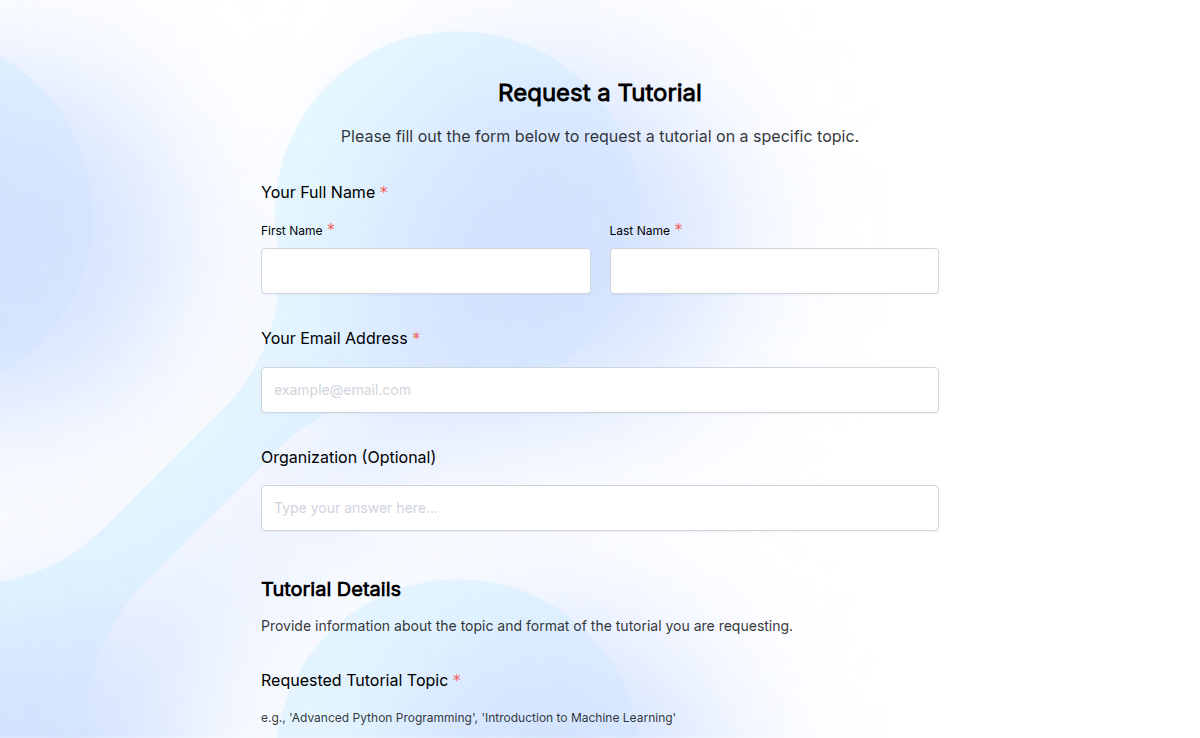 Tutorial Request Form