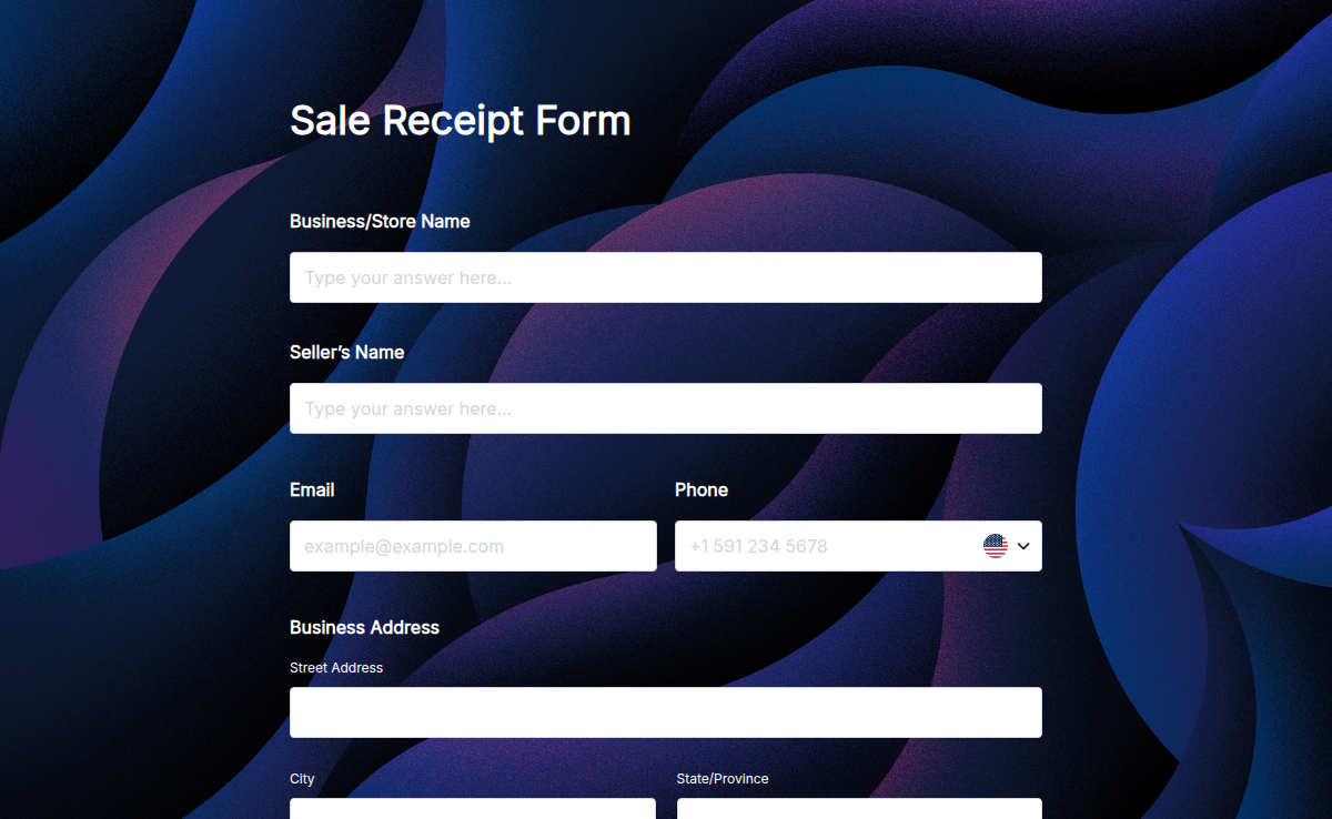 Sale Receipt Form