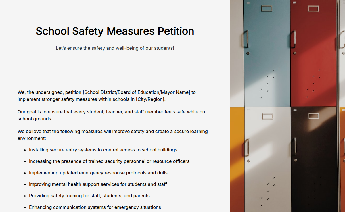 School Safety Measures Petition