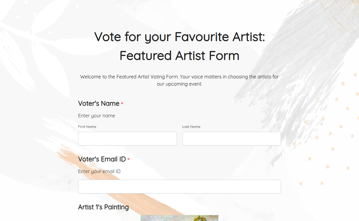 Vote for your Favourite Artist: Featured Artist Form