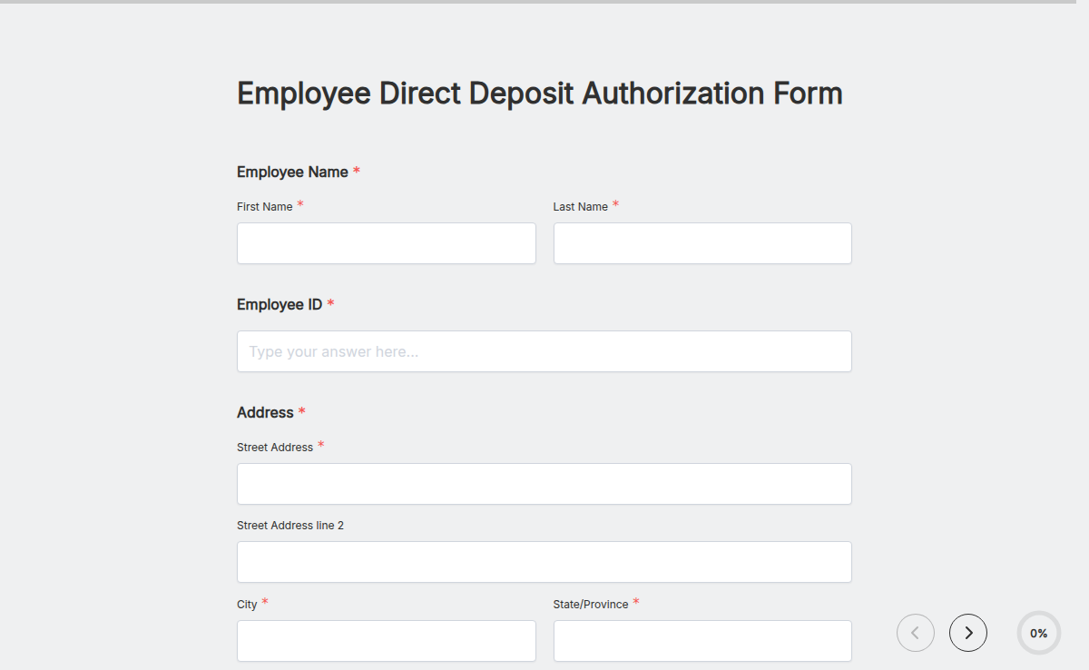 Employee Direct Deposit Authorization Form