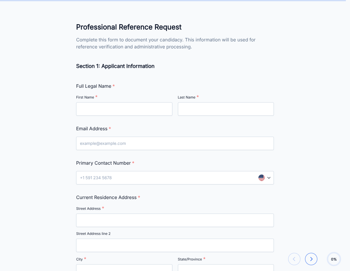Applicant Reference Verification Form