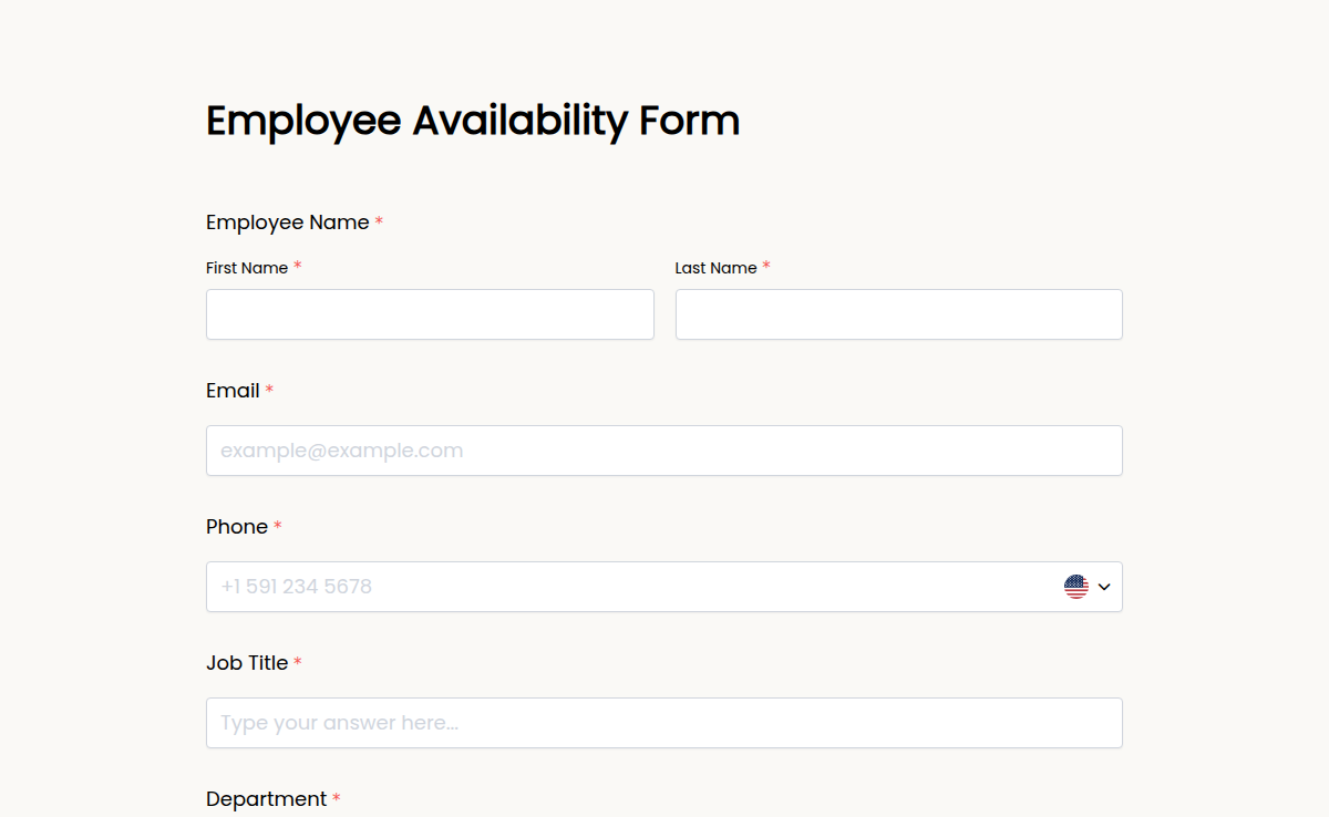 Employee Availability Form