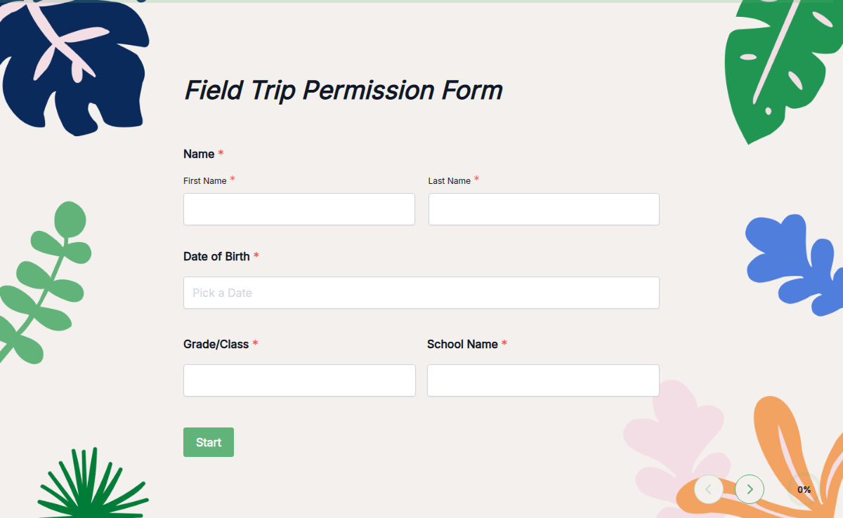 Field Trip Permission Form