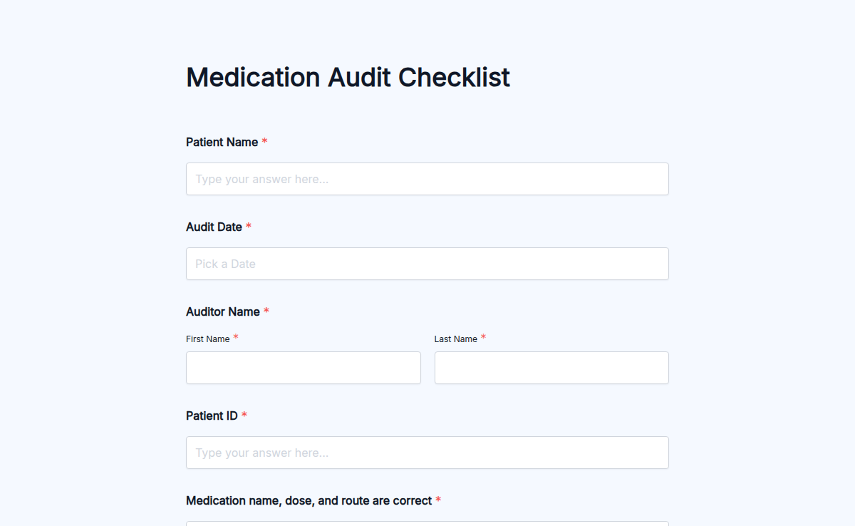 Medication Audit Checklist