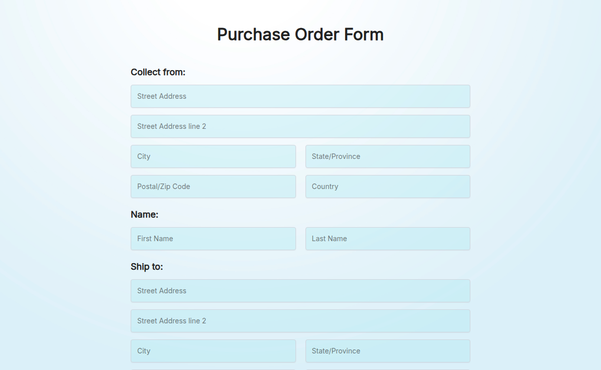 Purchase Order Form Template