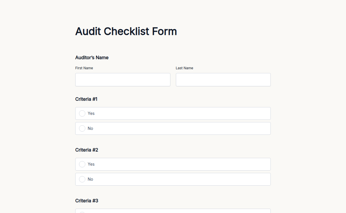 Audit Checklist Form
