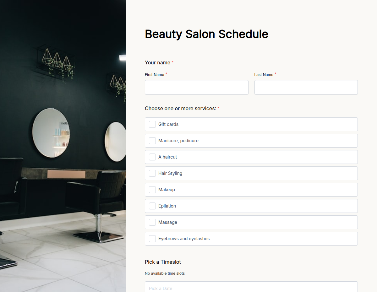 Beauty Salon Schedule