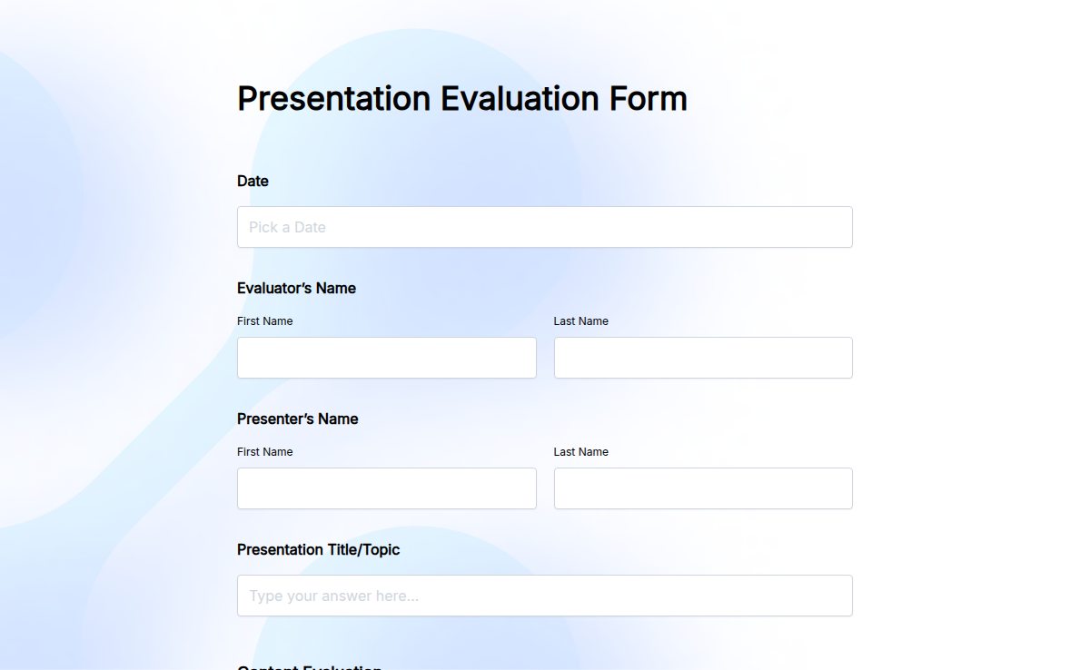 Presentation Evaluation Form