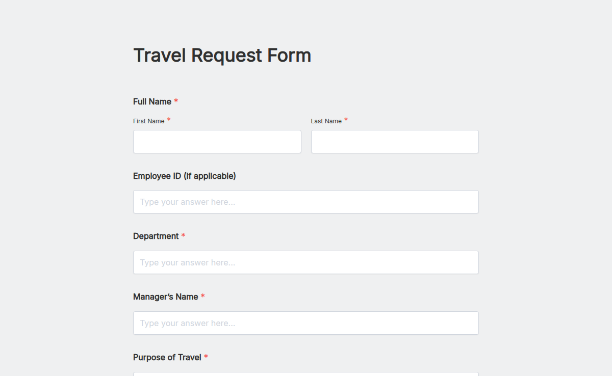 Travel Request Form