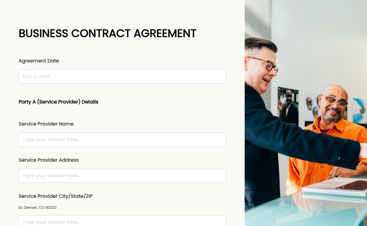 Business Contract Agreement PDF Form