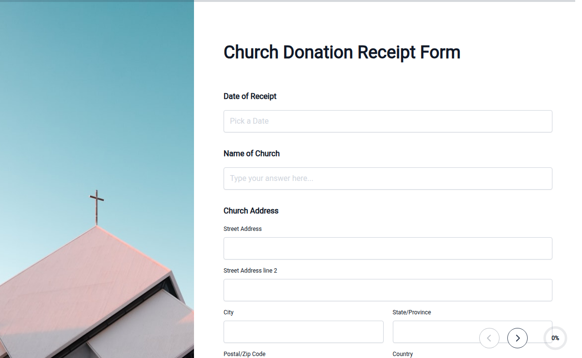 Church Donation Receipt Form