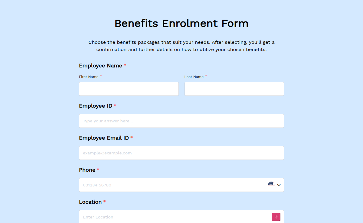 Benefits Enrolment Form