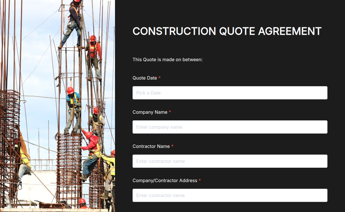 Construction Quote Agreement