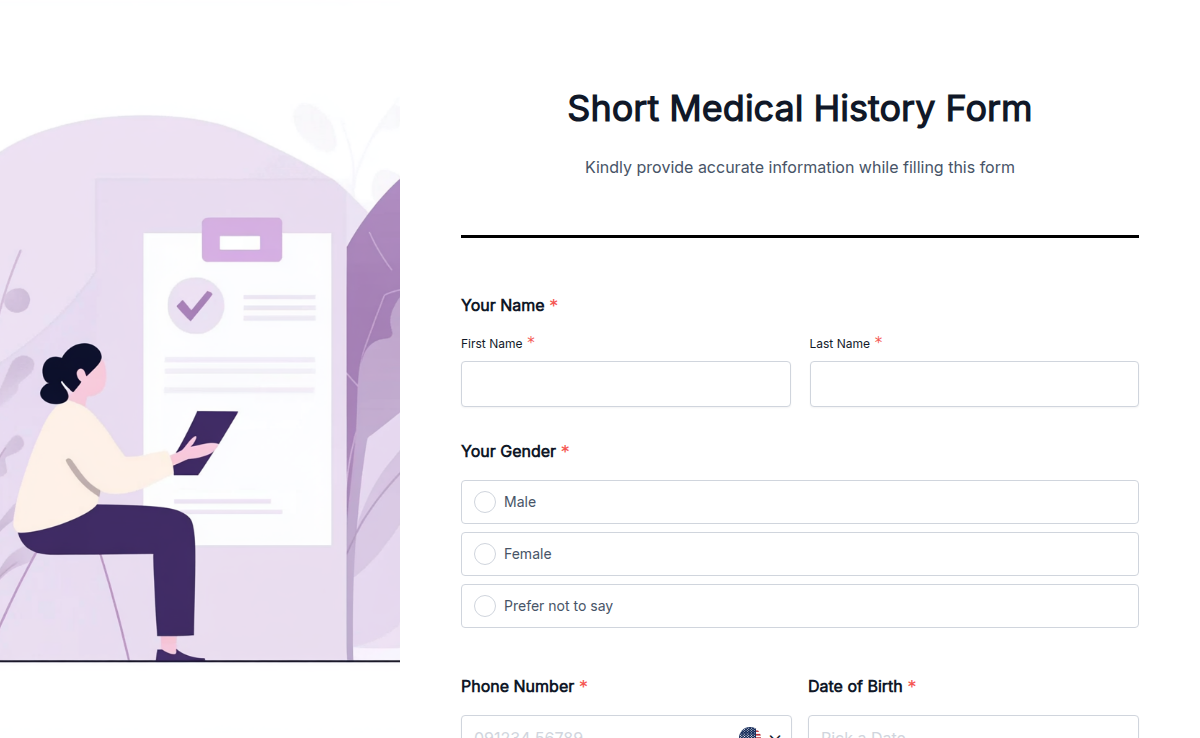 Short Medical History Template
