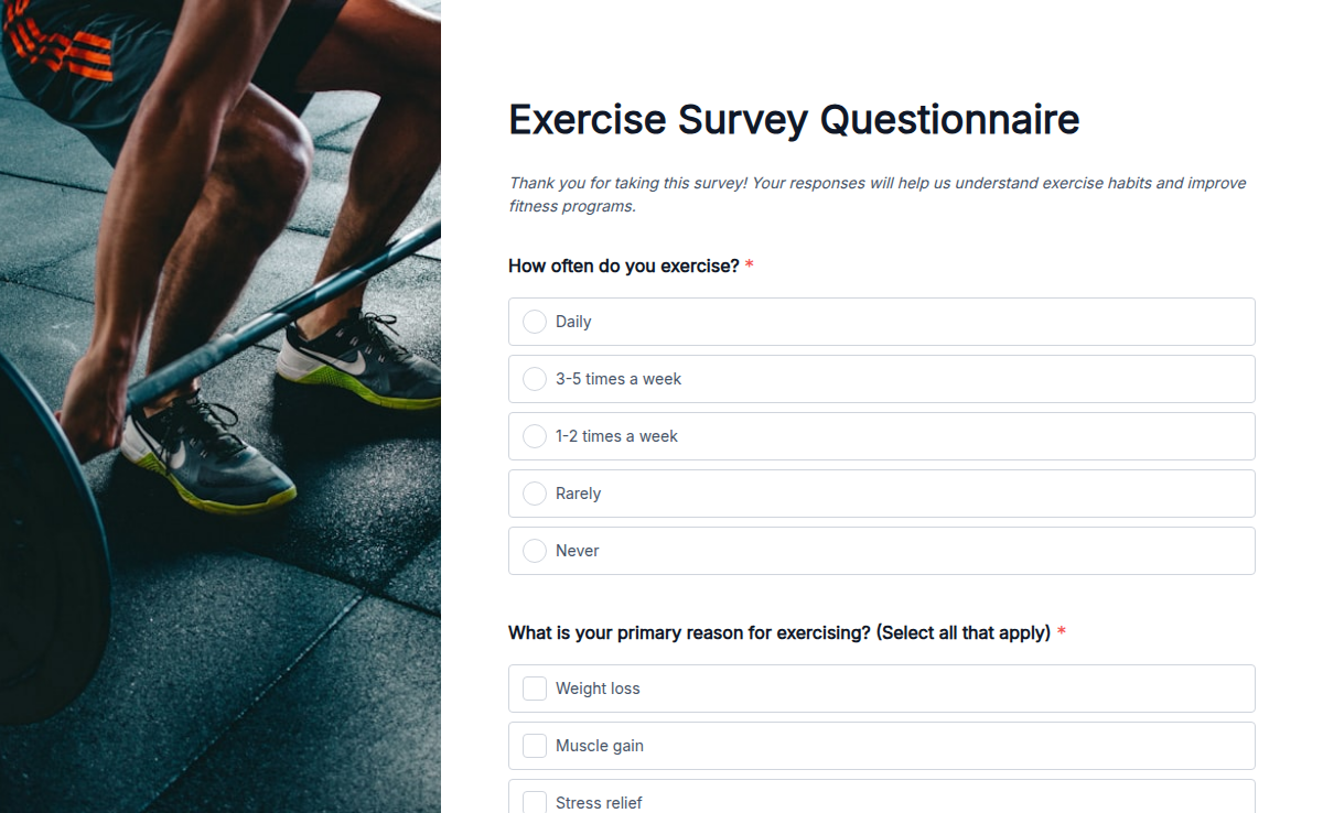 Exercise Survey Questionnaire