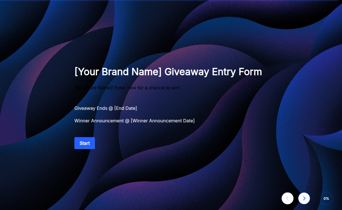 Promotional Giveaway Entry Form
