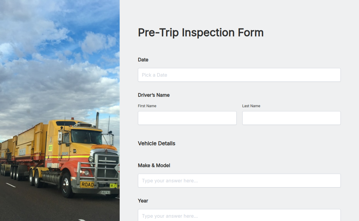 Pre-Trip Inspection Form
