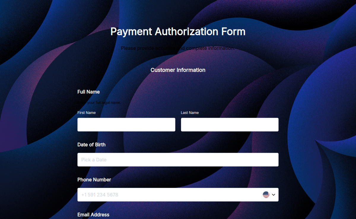 Payment Authorization Form
